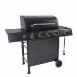 RevoAce 4-Burner Gas Grill with Side Burner, Pewter Fleck and Black