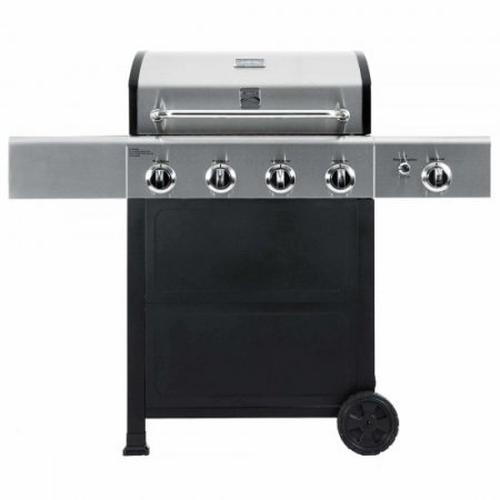 Kenmore PG-40406S0L 4 Burner Open Cart BBQ Propane Gas Grill with Side Burner, Stainless Steel and Black