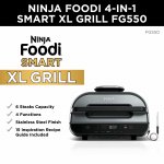 Ninja Foodi Smart XL 4-in-1 Indoor Grill with 4-qt Air Fryer, Roast, and Bake, FG550