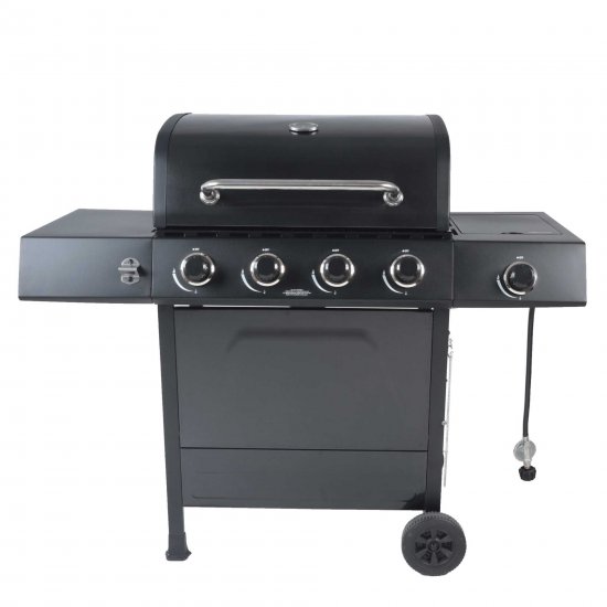 RevoAce 4-Burner Gas Grill with Side Burner, Pewter Fleck and Black