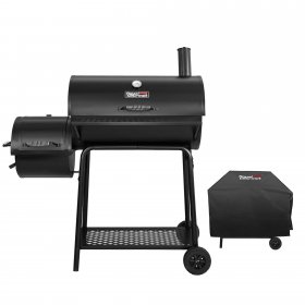 Royal Gourmet CC1830FC Charcoal Grill with Offset Smoker, 811 Square Inches, Black, Backyard Cooking, With Cover