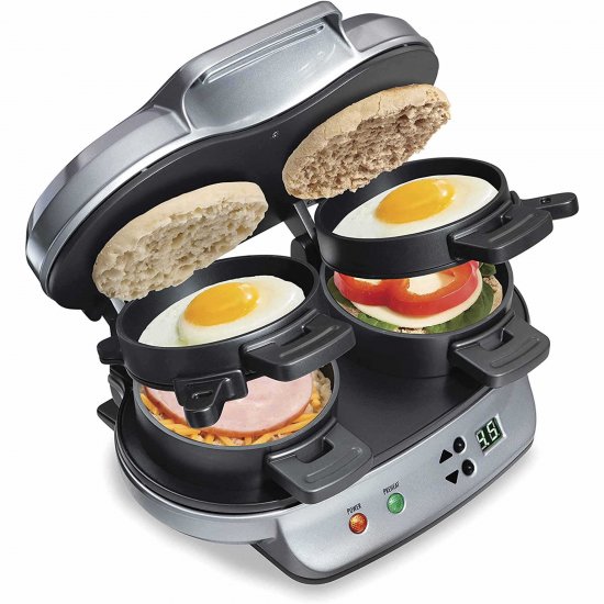 Beach Dual Breakfast Sandwich Maker with Timer, Silver